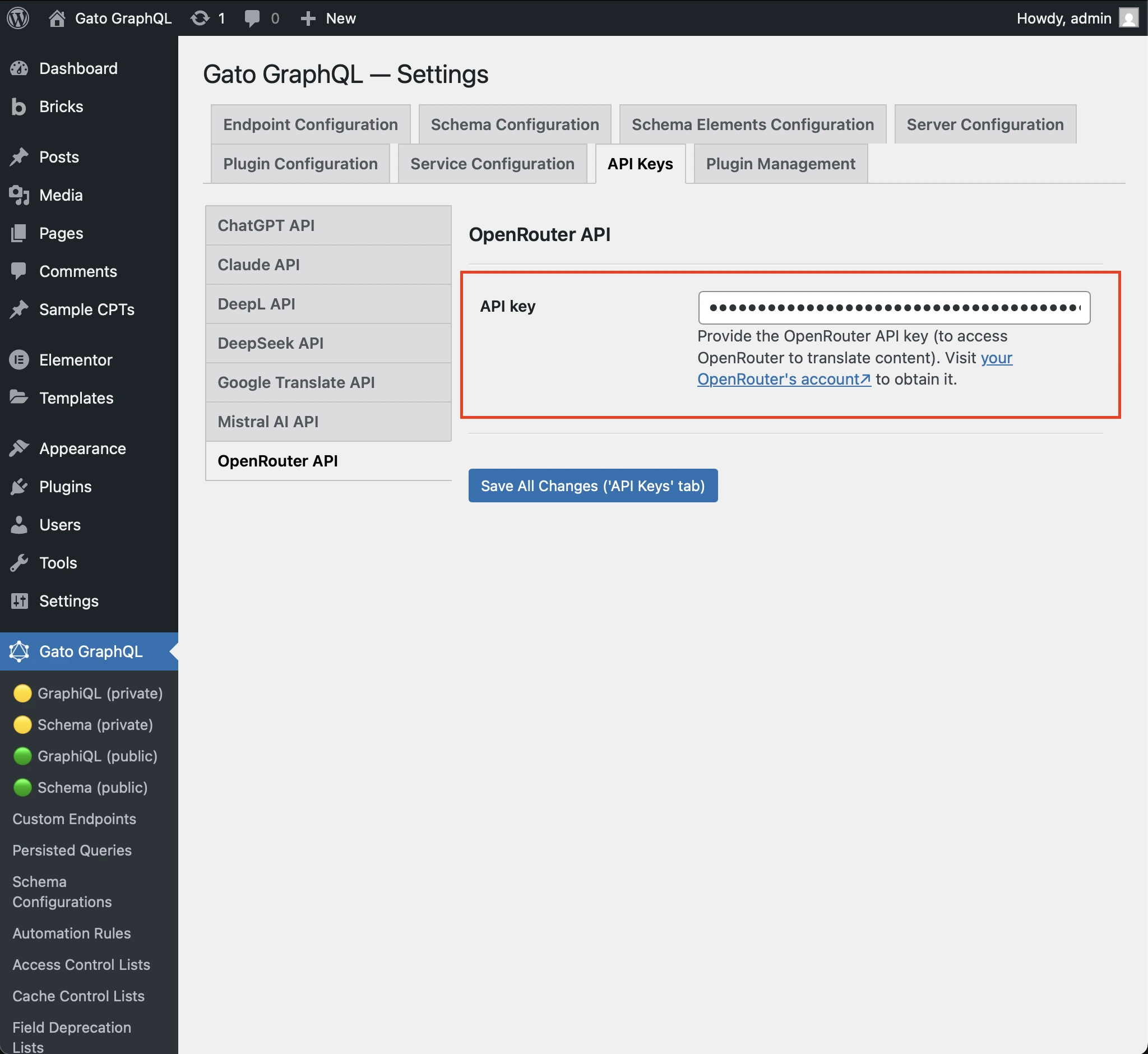 Настройка API-ключа OpenRouter