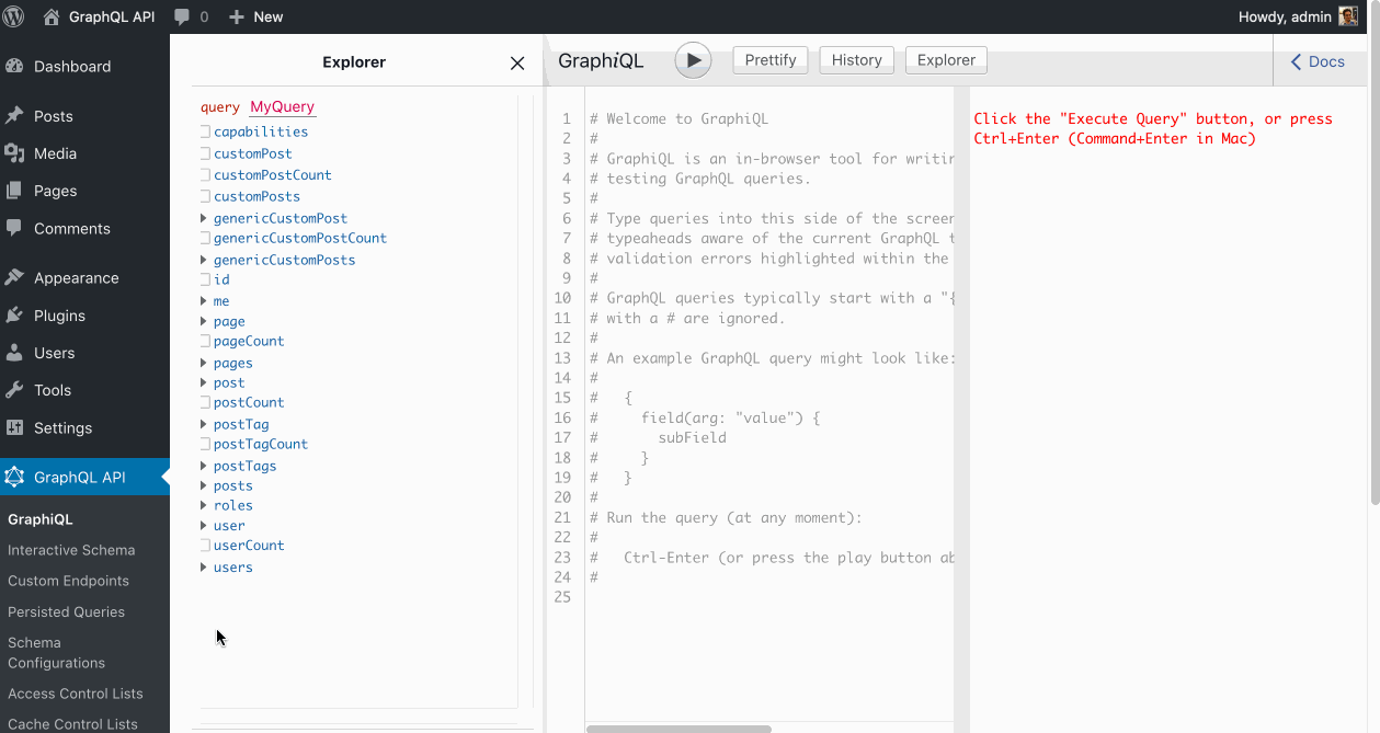 Выполнение запроса через GraphiQL Выполнение запроса через GraphiQL