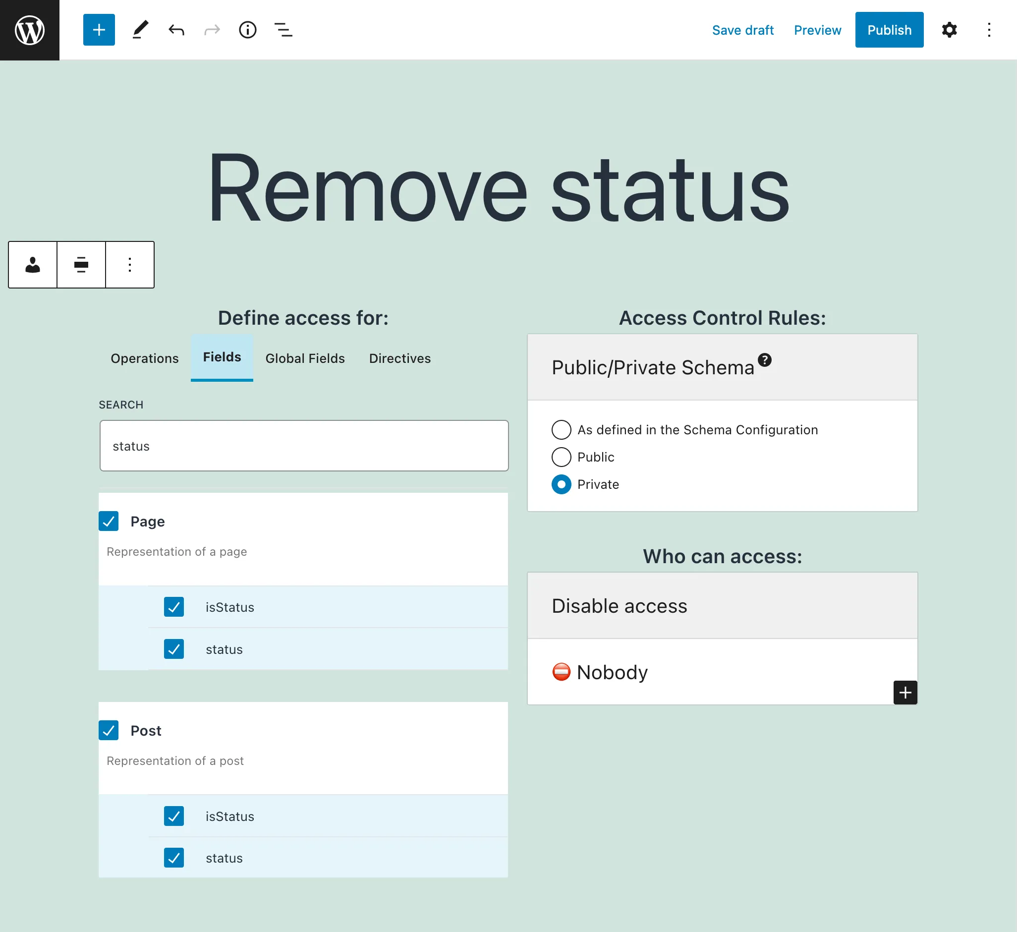 Использование правила 'disable access' Использование правила «disable access»