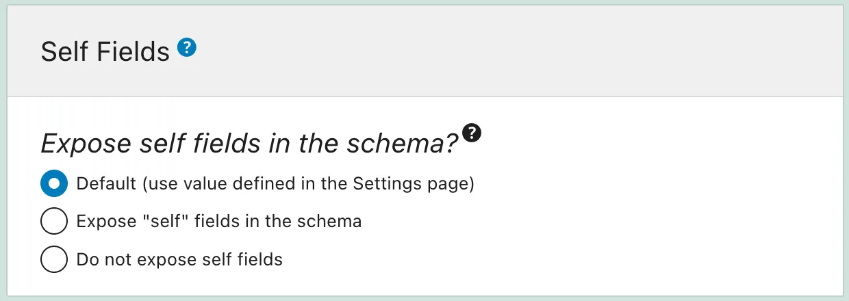 Добавление полей self к схеме, настроенное в Schema configuration Добавление полей self к схеме, настроенное в Schema configuration