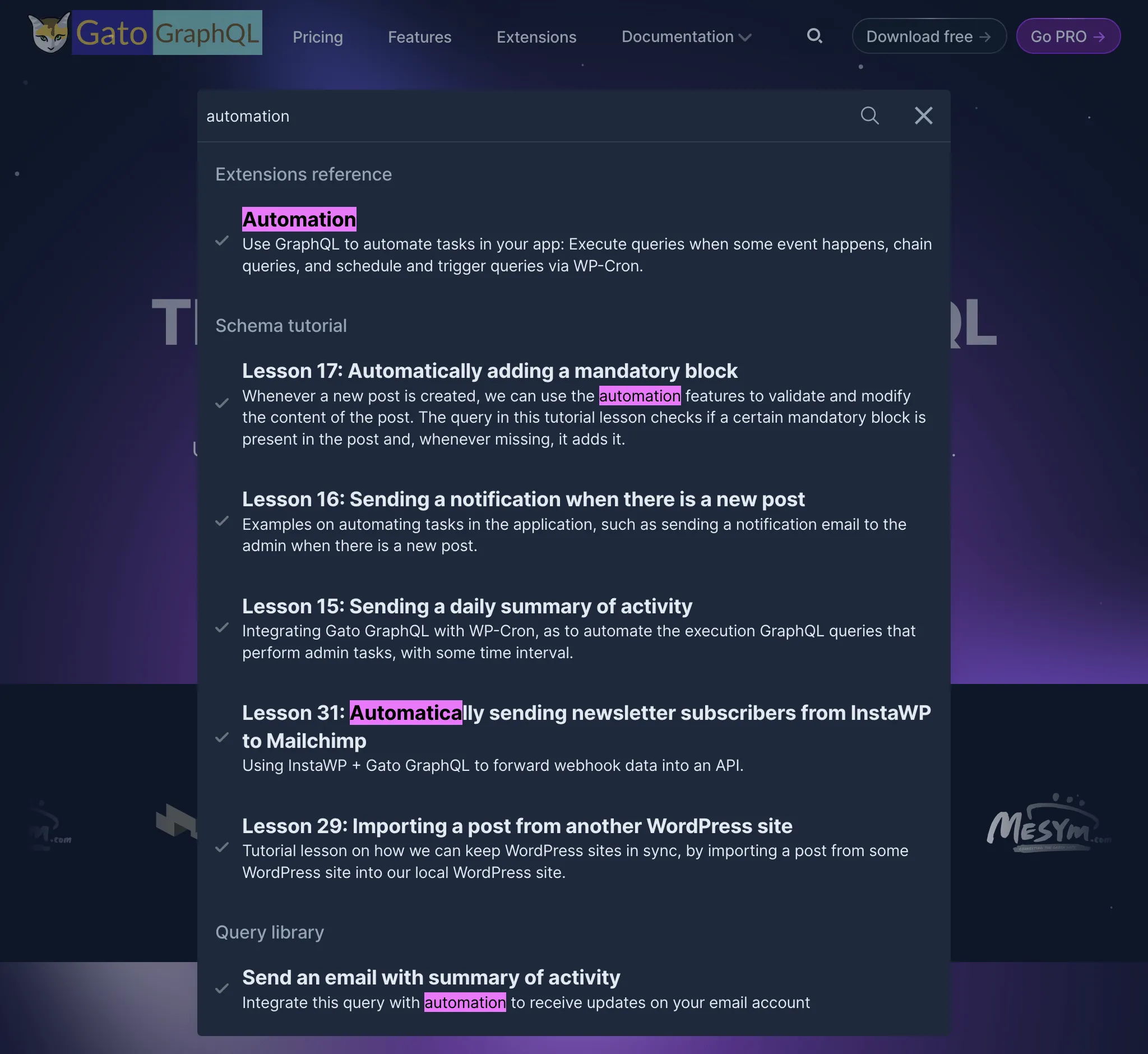 Поиск на новом сайте Gato GraphQL