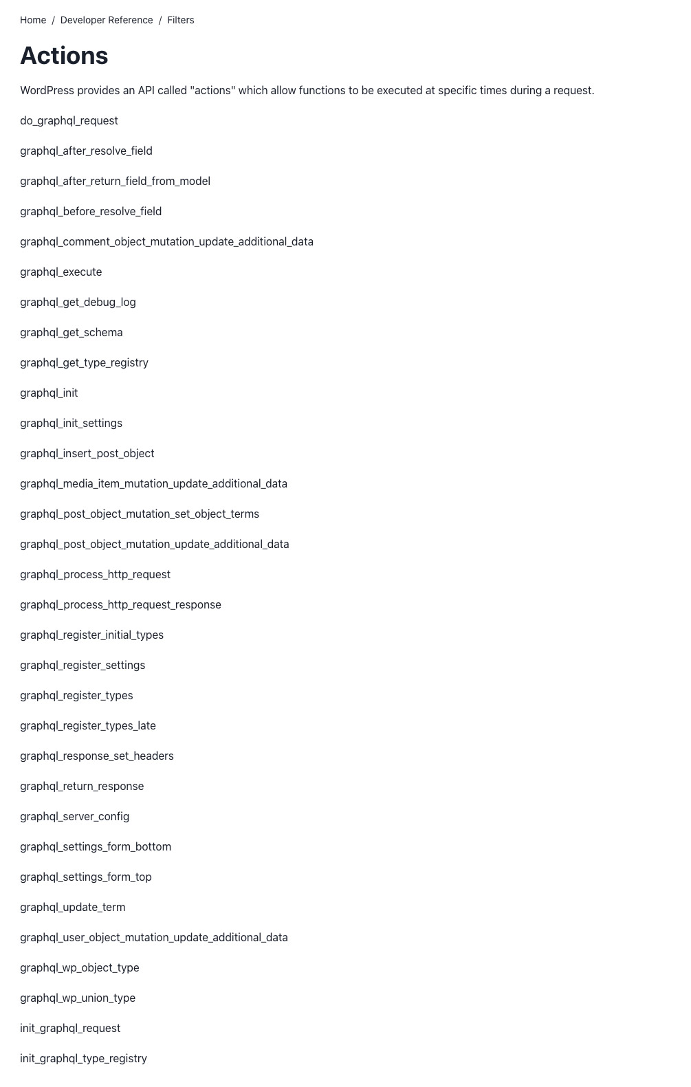 Action-хуки для расширения WPGraphQL Action-хуки для расширения WPGraphQL